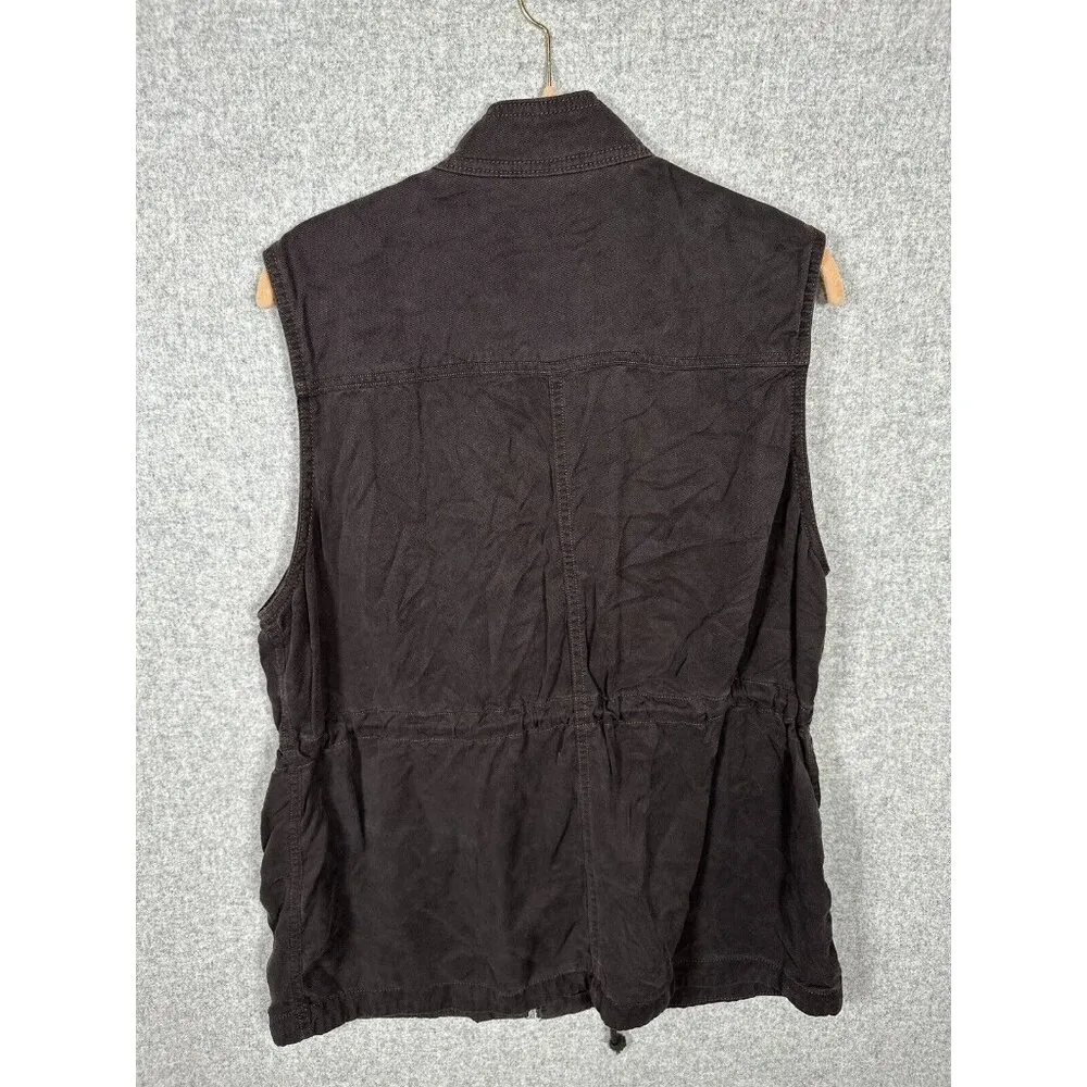 Lucky Brand Womens Sleeveless Full Zip Jacket Vest Top Large Brown Pockets - Image 7