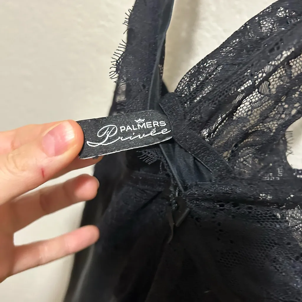 Vintage Palmers Privee Silk Lace Slip Dress Size Small Black - Image 3