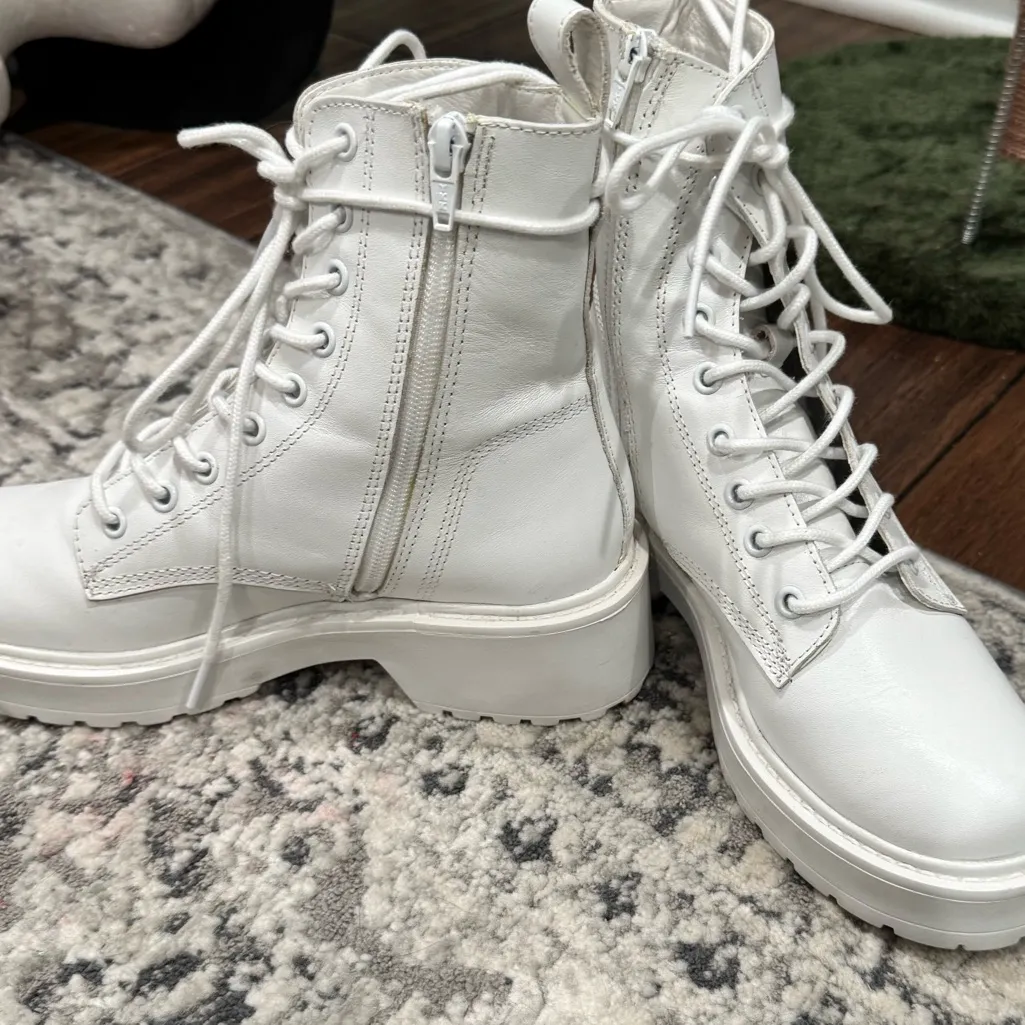 Steve Madden White ‘Tornado’ Lace-Up Combat Boots - Image 10
