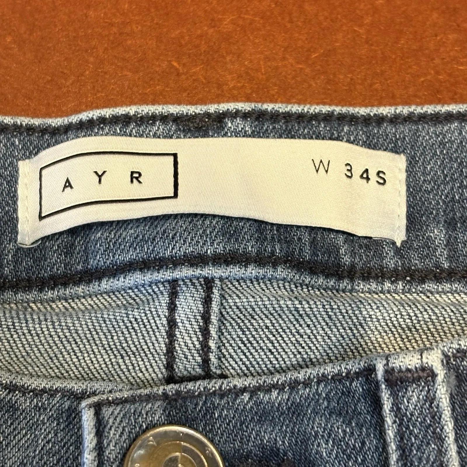 AYR "The Bomb Pop" Jeans Women 34S Women's High Rise Raw Hem Straight Leg Crop - Image 3