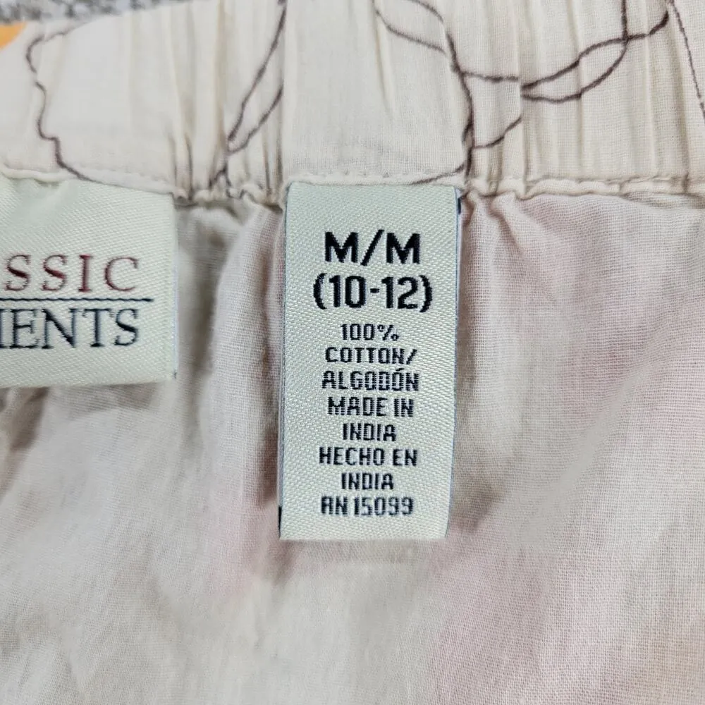 Vintage Classic Elements Skirt 10 Cream Pink Cotton Floral Tiered A-Line Flowy - Image 8