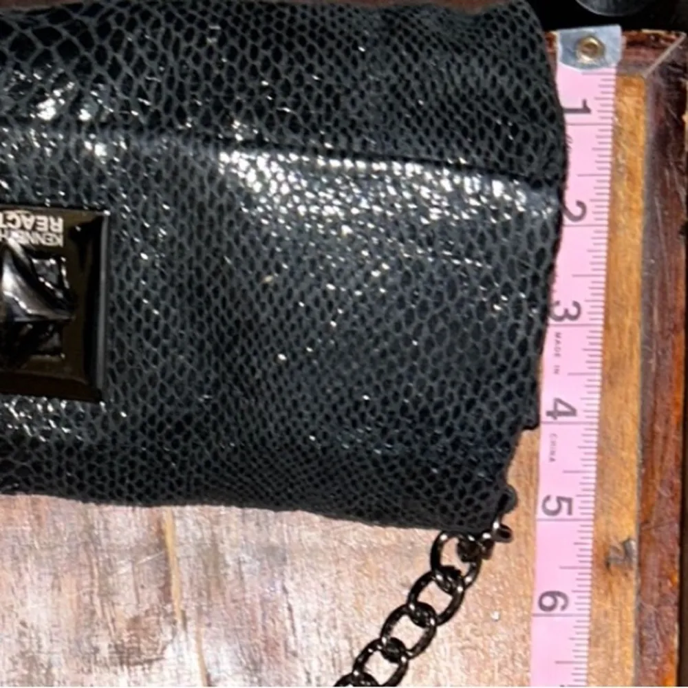 Kenneth Cole Reaction Black Faux Reptile Shoulder Bag - Image 8
