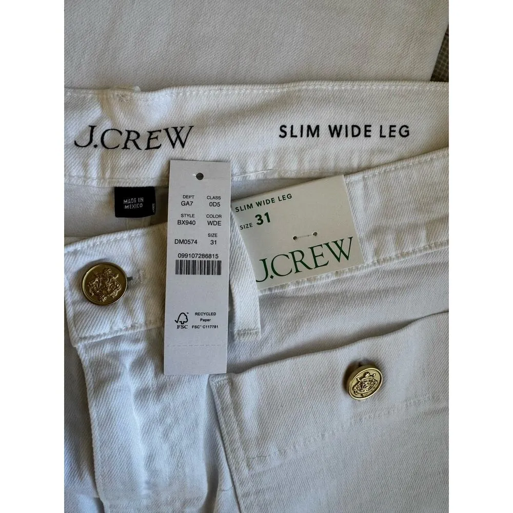 NWT J. Crew Sailor Slim Wide Leg White Jeans Women’s Size 31 - Image 8