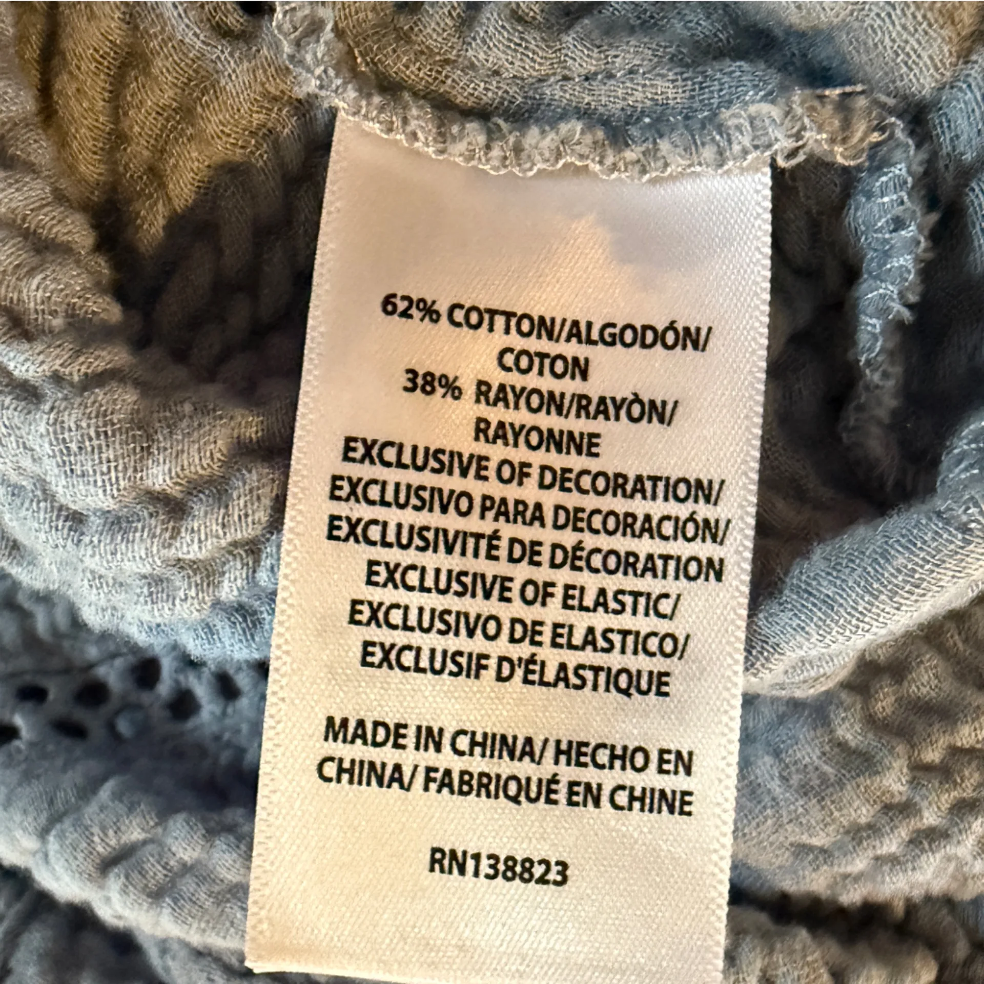 Cleo + Wolf Women's Brie Crochet Trim 3/4 Long Sleeve Shirt Women’s Size XXL Blue - Image 8