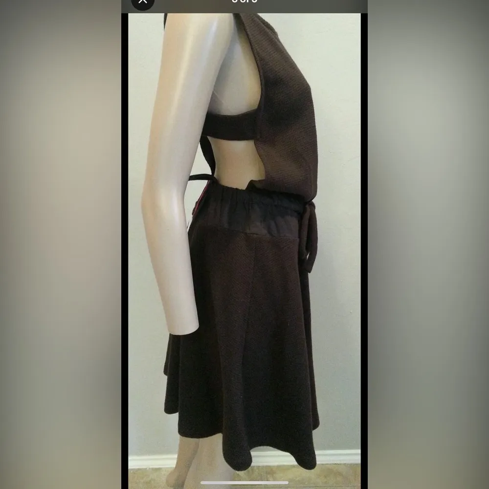 See By Chloe Brown Apron Back Waffle Jumper Dress boho designer $350 fall knit - Image 8