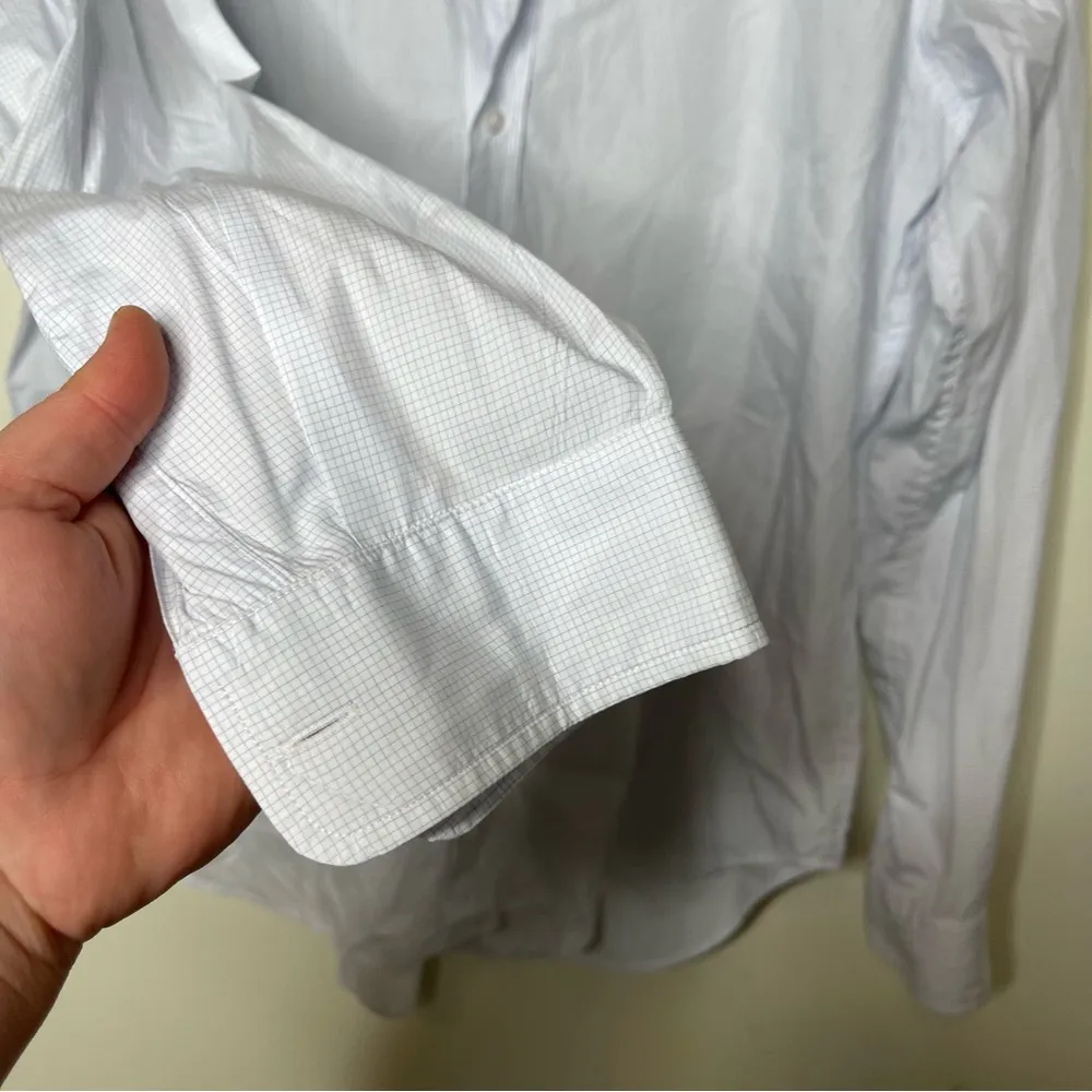 Frank & Eileen FRANK Classic Button-Up Blue micro check Shirt sz L - Image 4