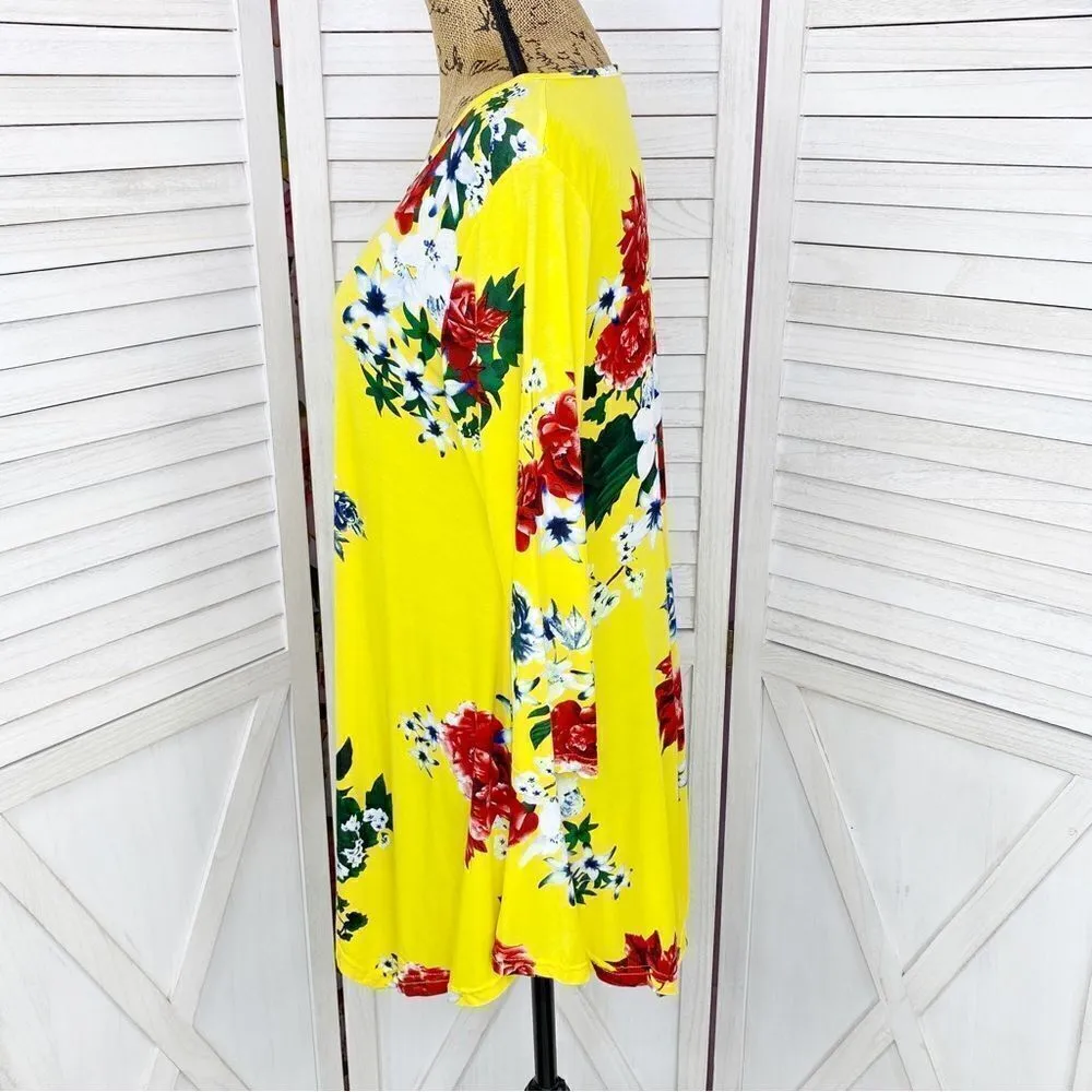Larace Floral Swing Tunic Shirt Yellow Medium Yellow - Image 2