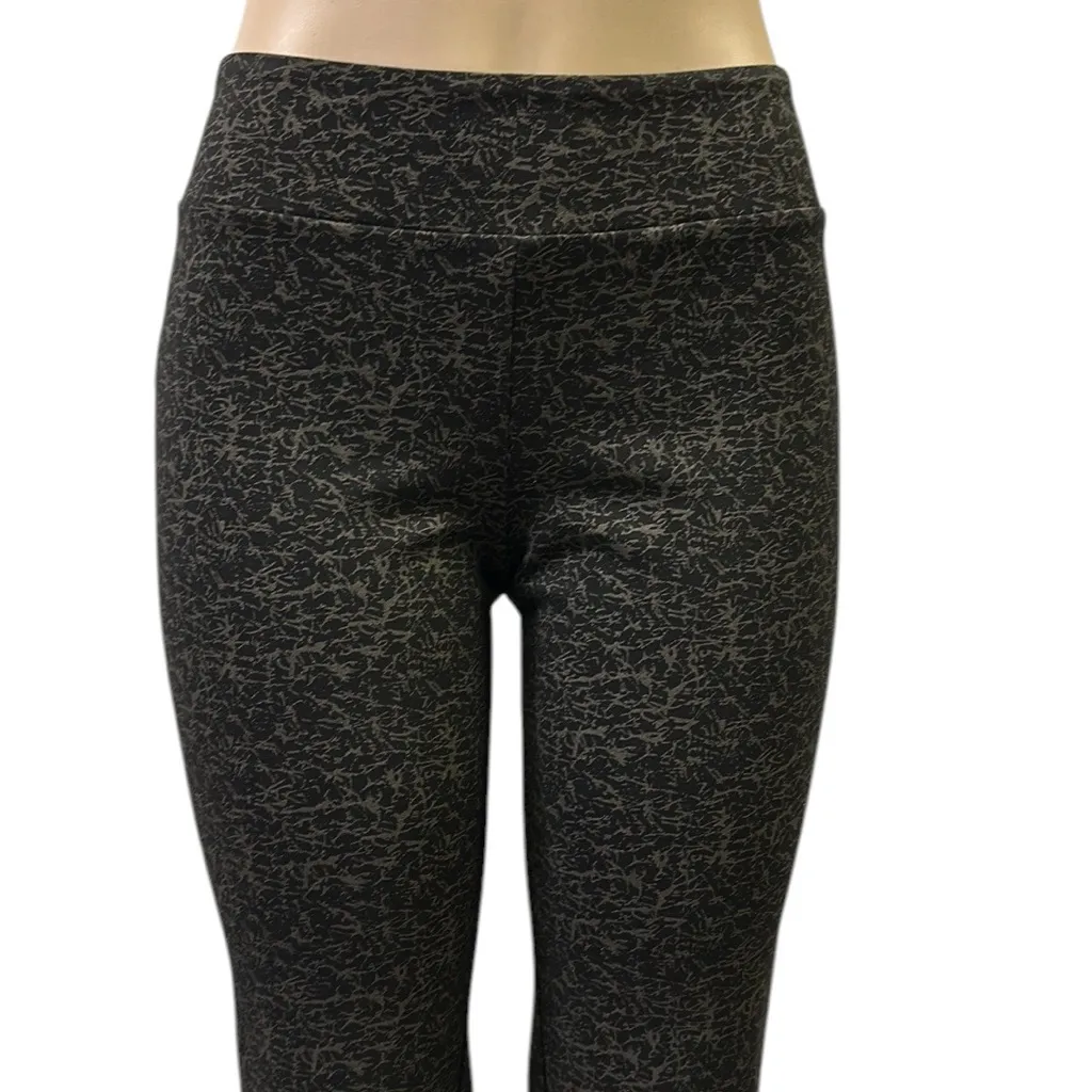 LG Lena Gabrielle Black Print Straight Leg Mid Rise Stretch Pants Leggings 4 - Image 3