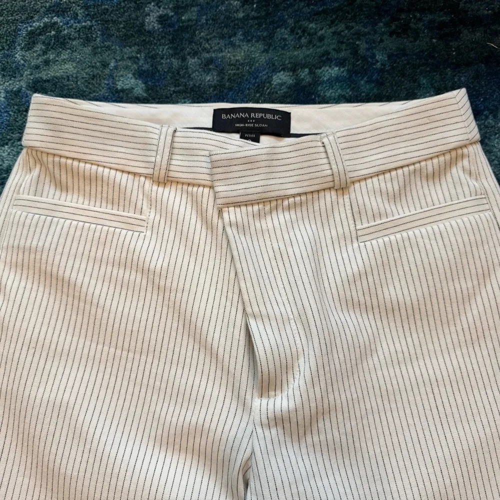 Banana Republic Sloan Fit Pinstripe Pants 2P Petite Slim Ankle Business Normcore - Image 2