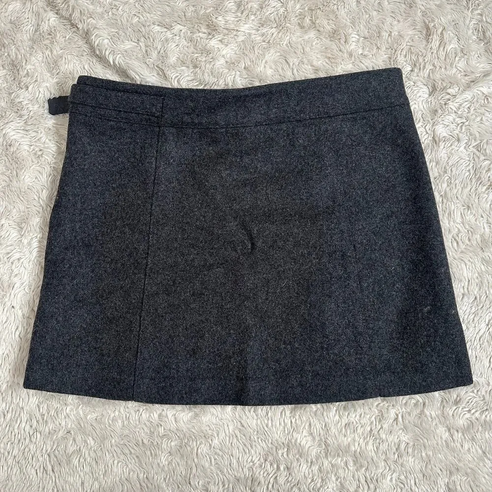 Vintage Y2K Gap Sz 2 European Fit Italian Wool Felted Mini Skirt Gray - Image 6