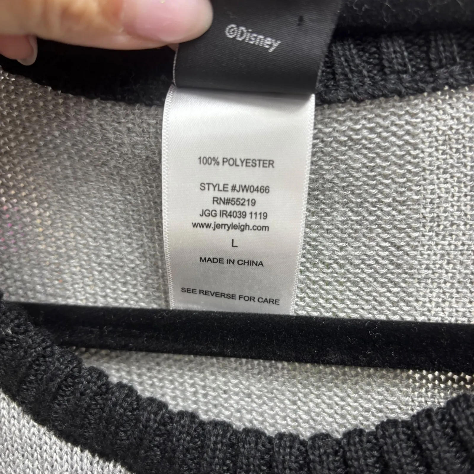 Disney Minnie Mouse Sweater Womens L Gray Black Plaid Bow Raglan Knit - Image 5