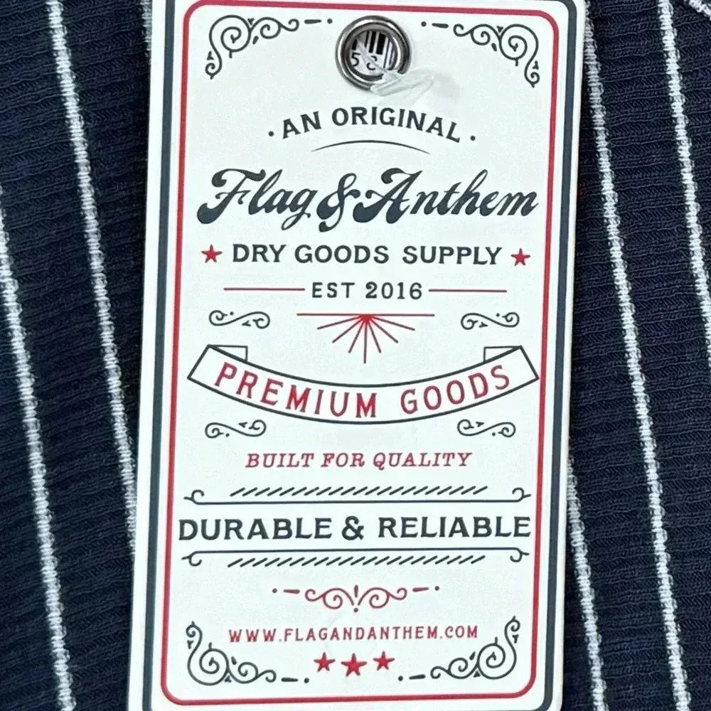 NWT Flag & Anthem Womens XL Boho Ruffle Navy Striped Top Mock Neck Long Sleeve - Image 16