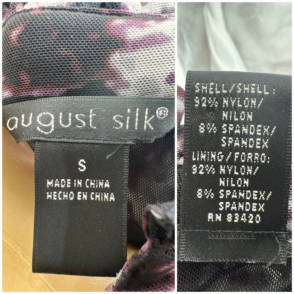 August Silk (S) Sheer Purple Ruffle Pop Collar Mesh Knit Blouse Top Shirt - Image 7