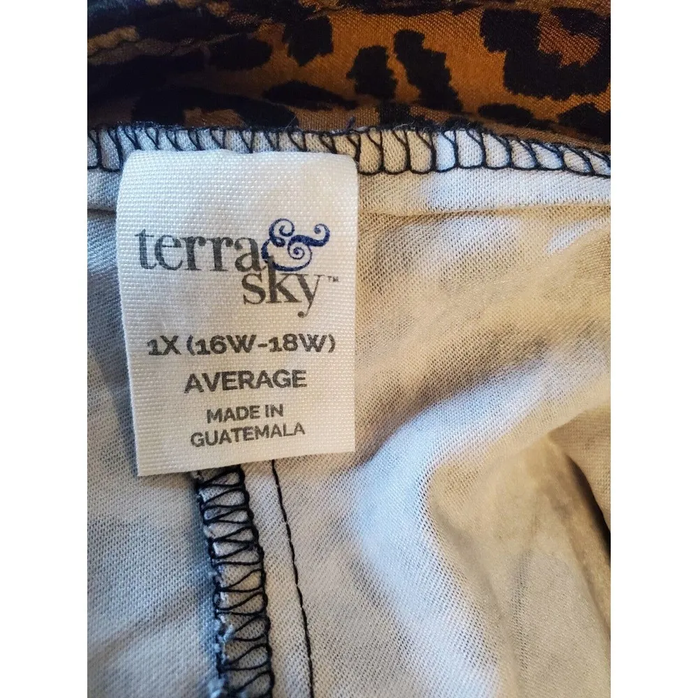 Terra & Sky Womens Brown Leopard Print Skinny Leg High Rise Casual Pants Size 1X - Image 8