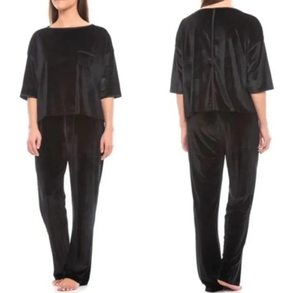 TAHARI Black Velvet‎ Short Sleeve Lounge Top Size Small - Image 3