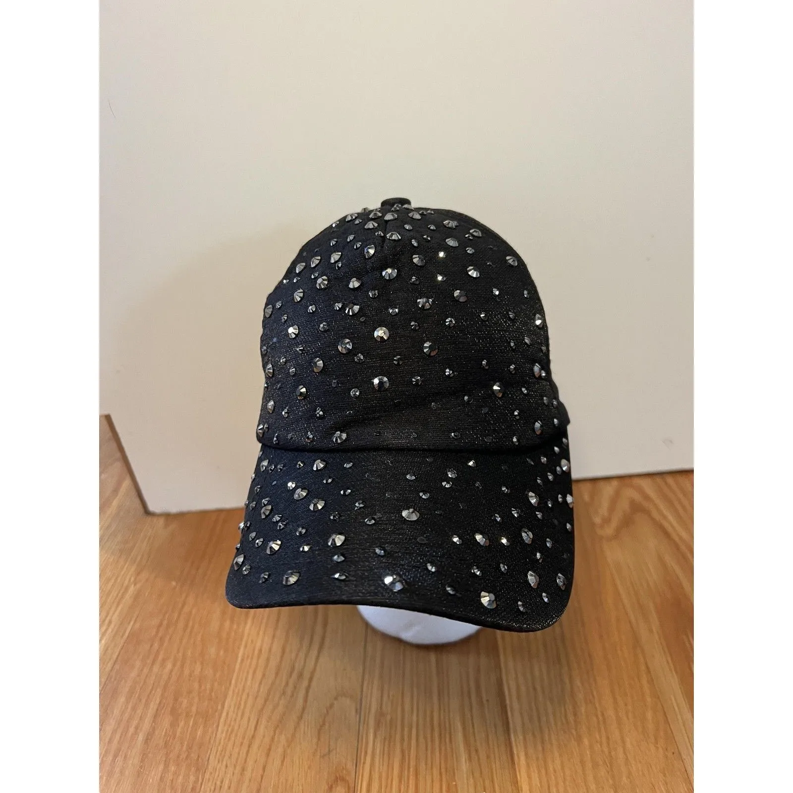 Rhinestone Hat Cap Snap Back Adjustable Womens Black Baseball Bling Sparkle - Image 2