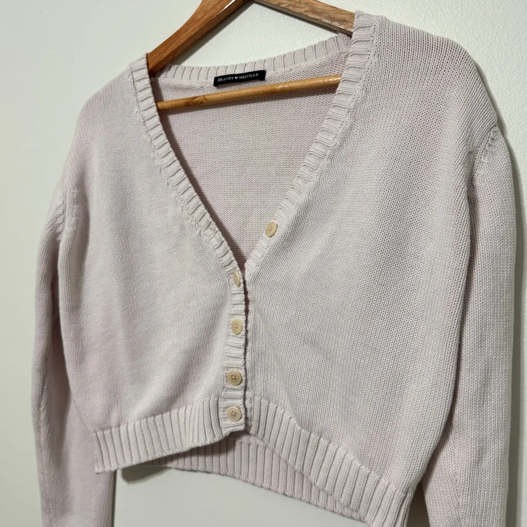 Brandy Melville Pink Knit Cardigan Sweater Button Down Small - Image 3