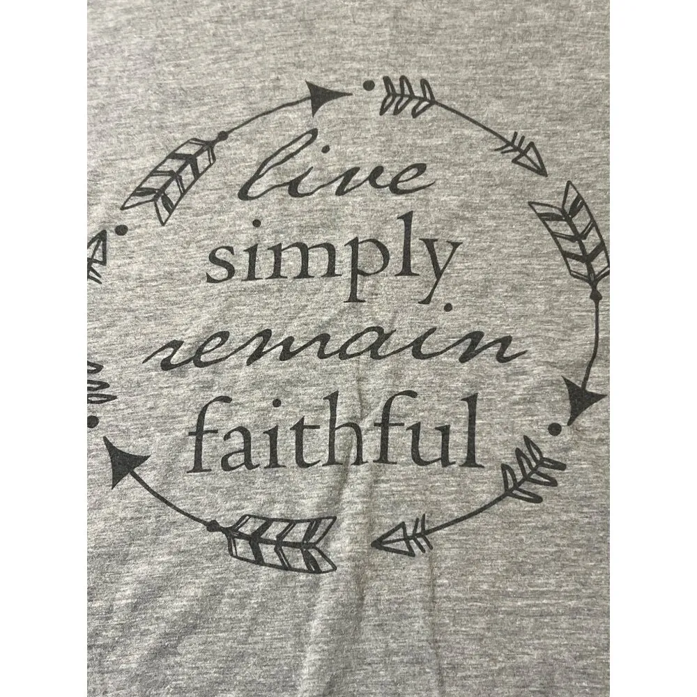 Simply Faithful Gray V Neck T-Shirt Shirt Live Simply Remain Faithful Sz Small - Image 2