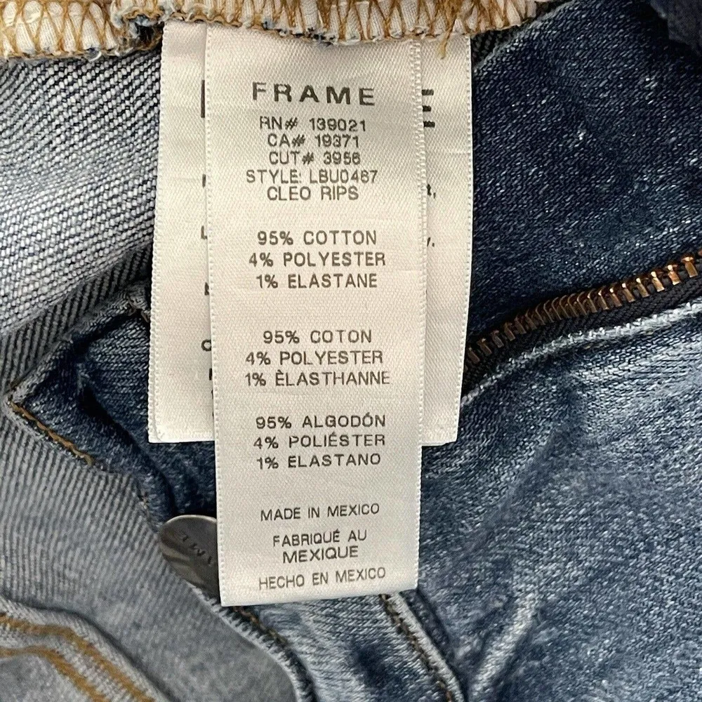 FRAME SZ 26 Cropped Boyfriend Jeans Le Beau Distressed Mid-Rise Stretch 5-Pocket - Image 9