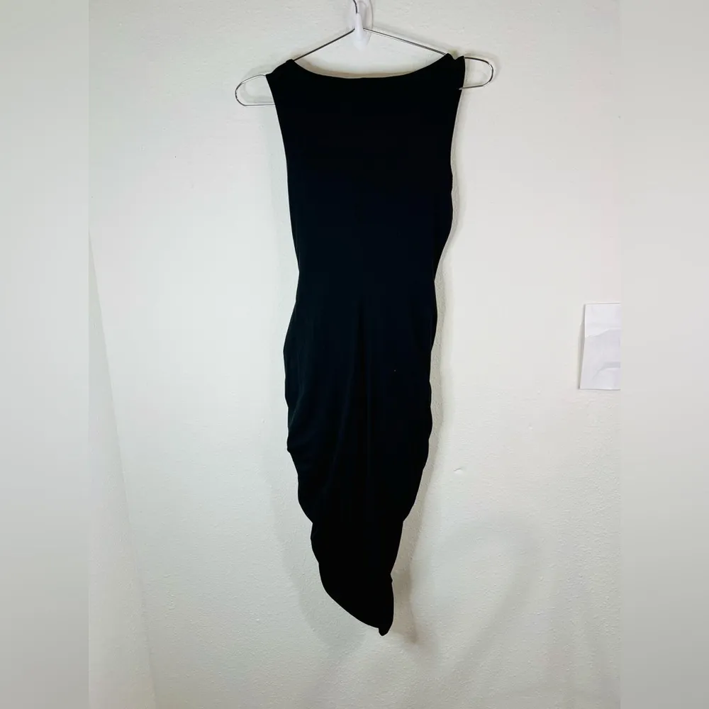 Bongo Black Bodycon Mini Dress Sz Small Ruched Stretch Sleeveless Party Dress - Image 8