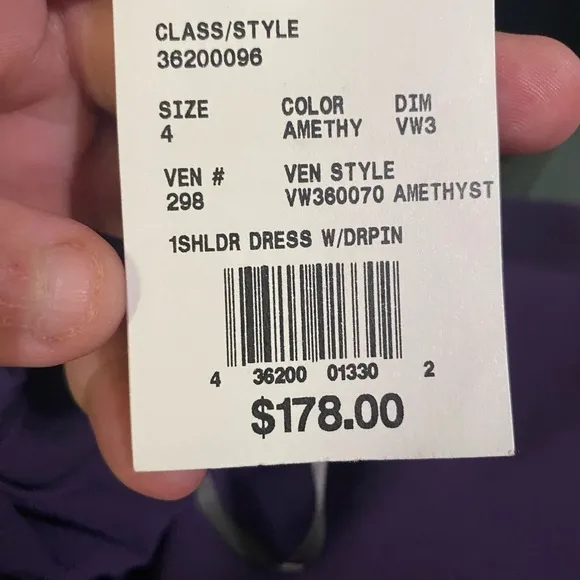 White by Vera‎ Wang Formal Gown One Shoulder Amethyst Dress Size 6 Purple - Image 4