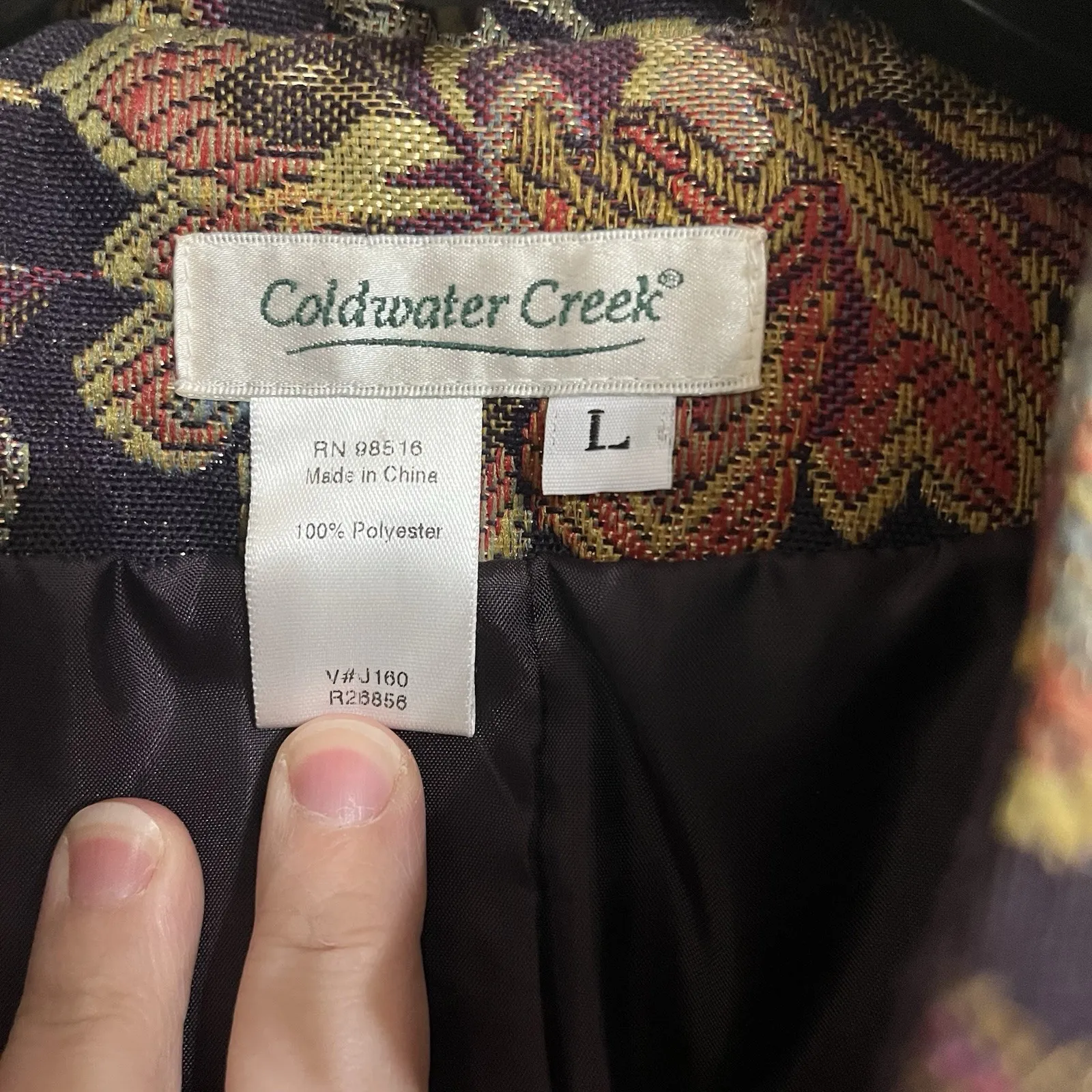 Coldwater Creek Women Full Zip Floral Embroidered Tapestry Jacket Size Large - Image 4