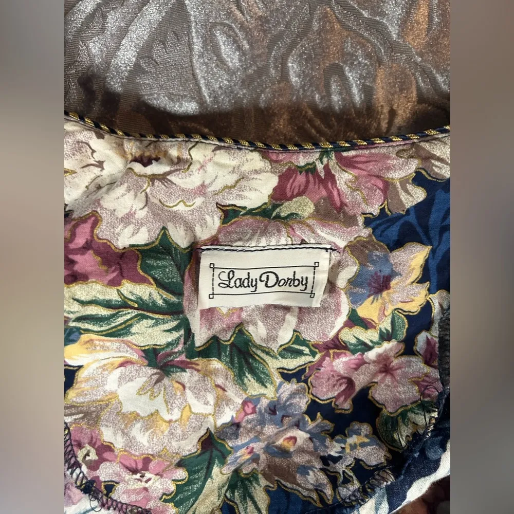 Vintage 90’s Lady Dorby Floral 2 Piece Top & Skirt Large Blue - Image 6