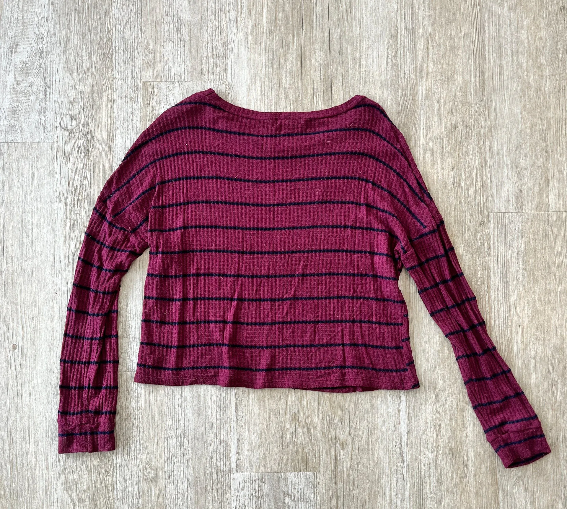 Womens  Burgundy Stripe Top - S - Image 3