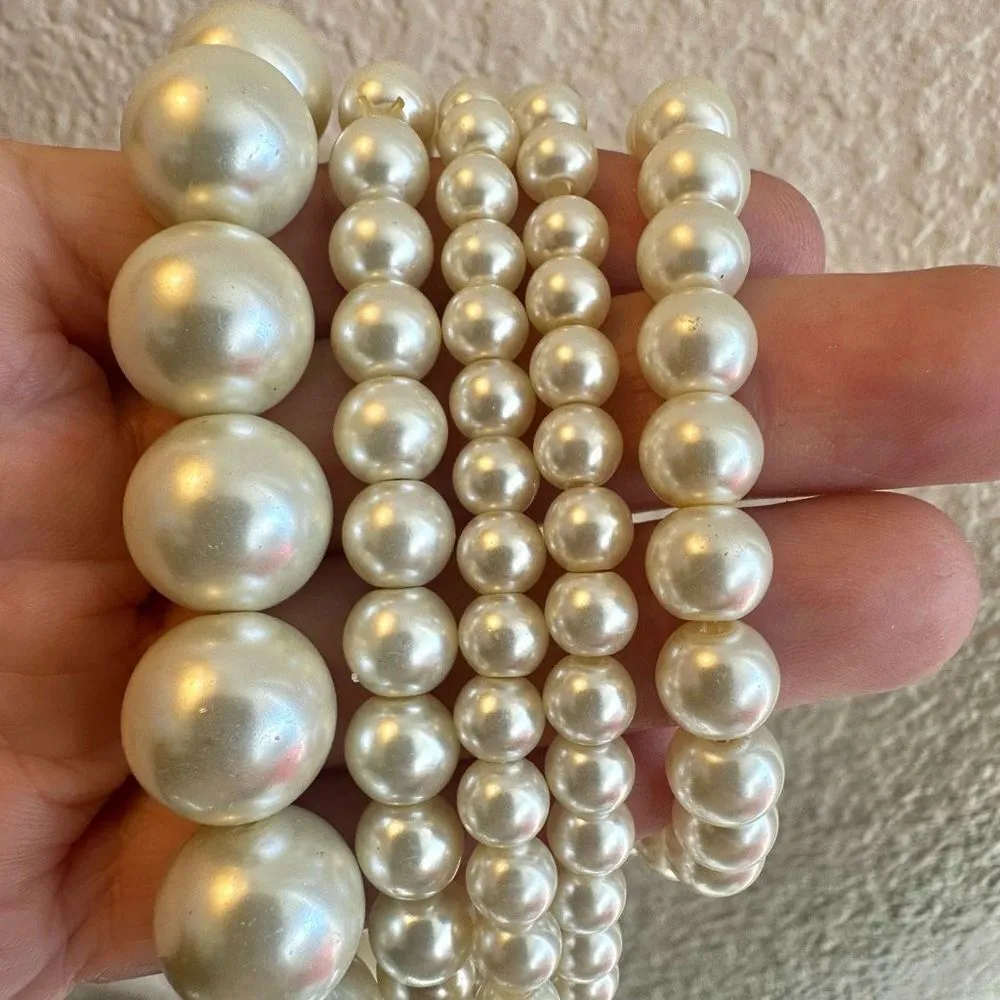 Faux pearl 5 strand stretchy bracelets - Image 2