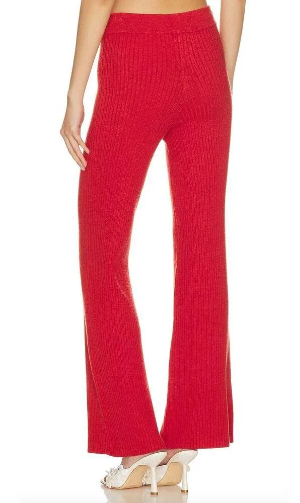 Lovers + Friends Red Ribbed Knit Wide Leg Pants MEDIUM Inca Resort Coverup NEW - Image 3