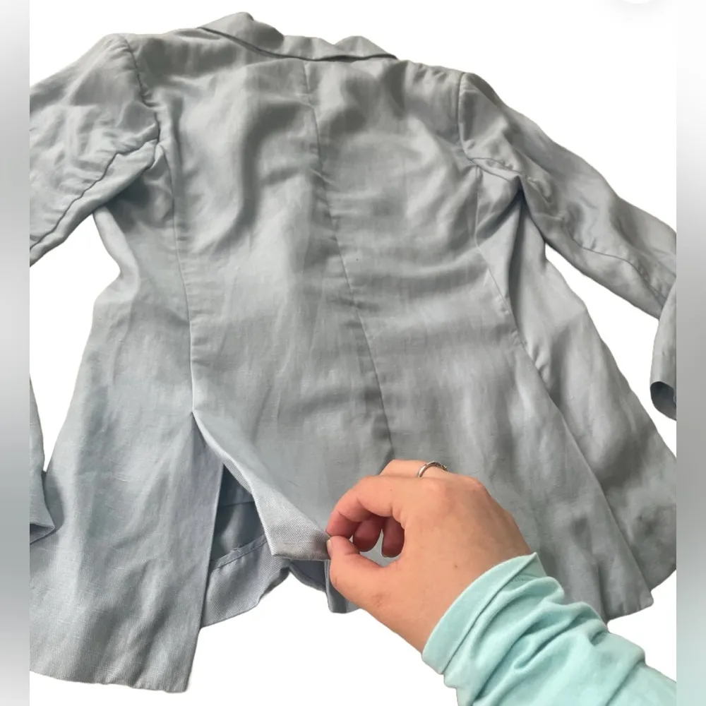 Rosetta Getty Collective Women's Double Breasted Pastel Blazer Office Workwear Blue Size 8 - Image 4