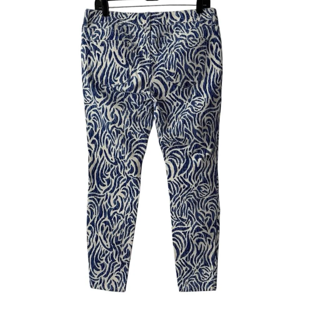 Vineyard Vines Nautical Zebra Print Skinny Jeans Women's‎ Size 4 Blue White - Image 2
