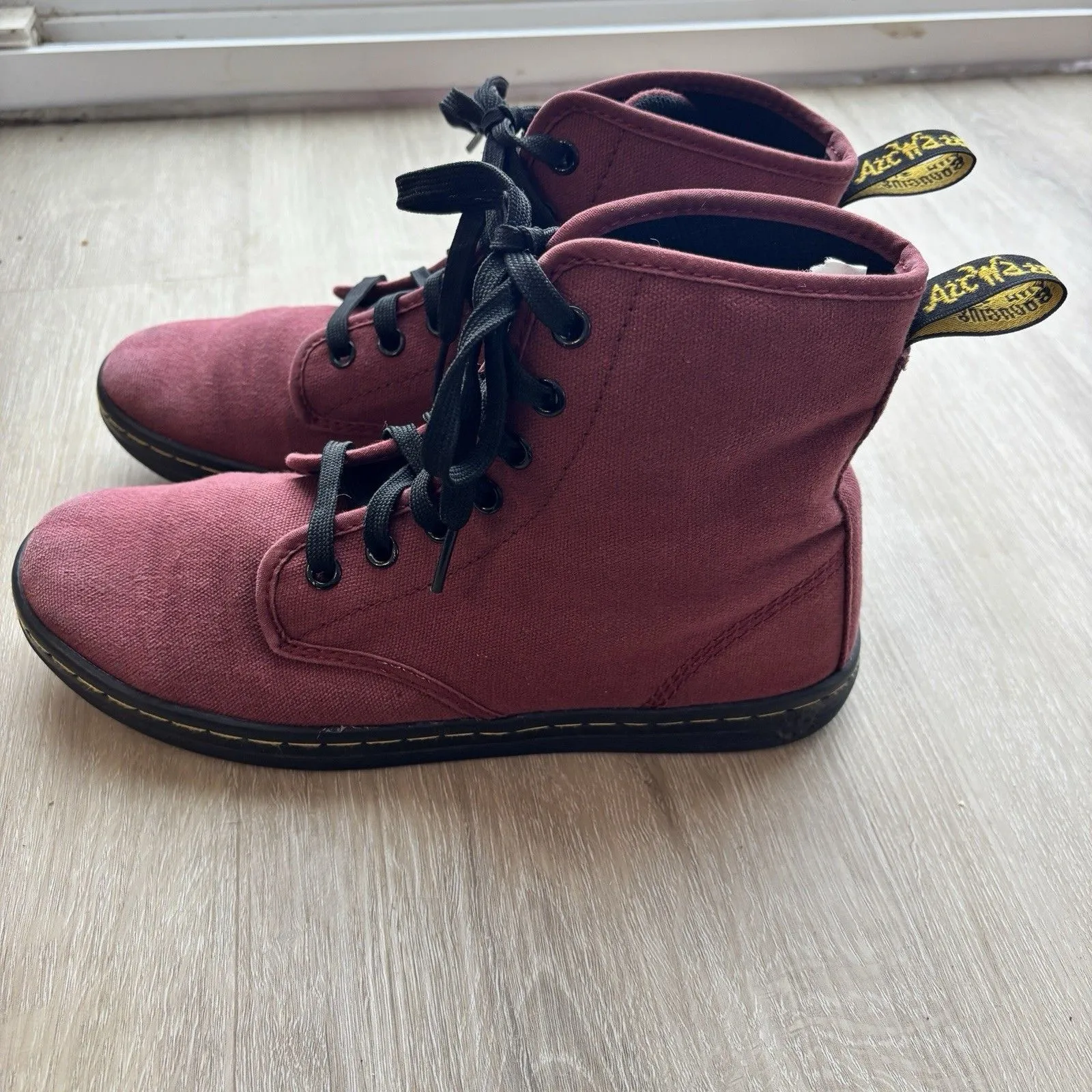 Dr. Martens Canvas Shoreditch Combat Sneakers Maroon US 8 EU 39 UK 6 AirWair EUC - Image 10