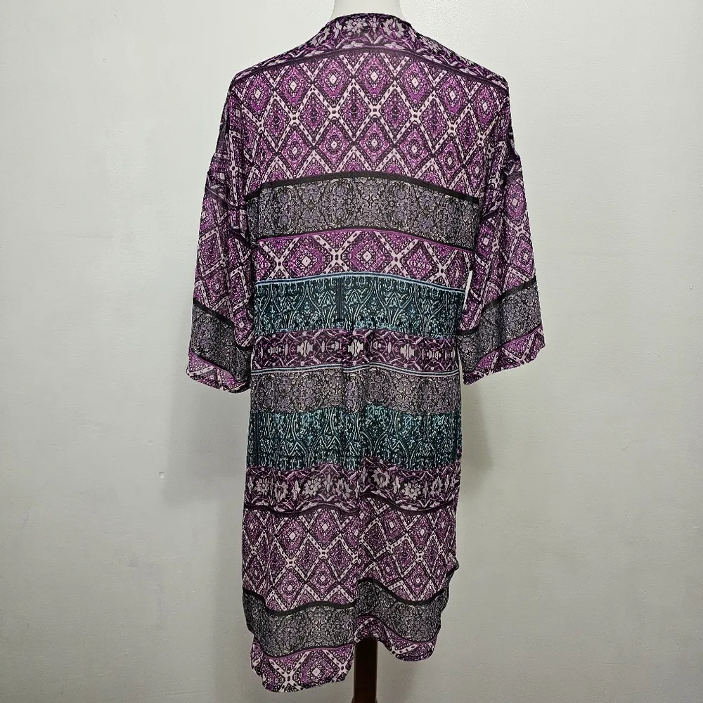 Ruff Hewn Magenta & Turquoise Aztec Kimono Duster Size Medium - Image 4