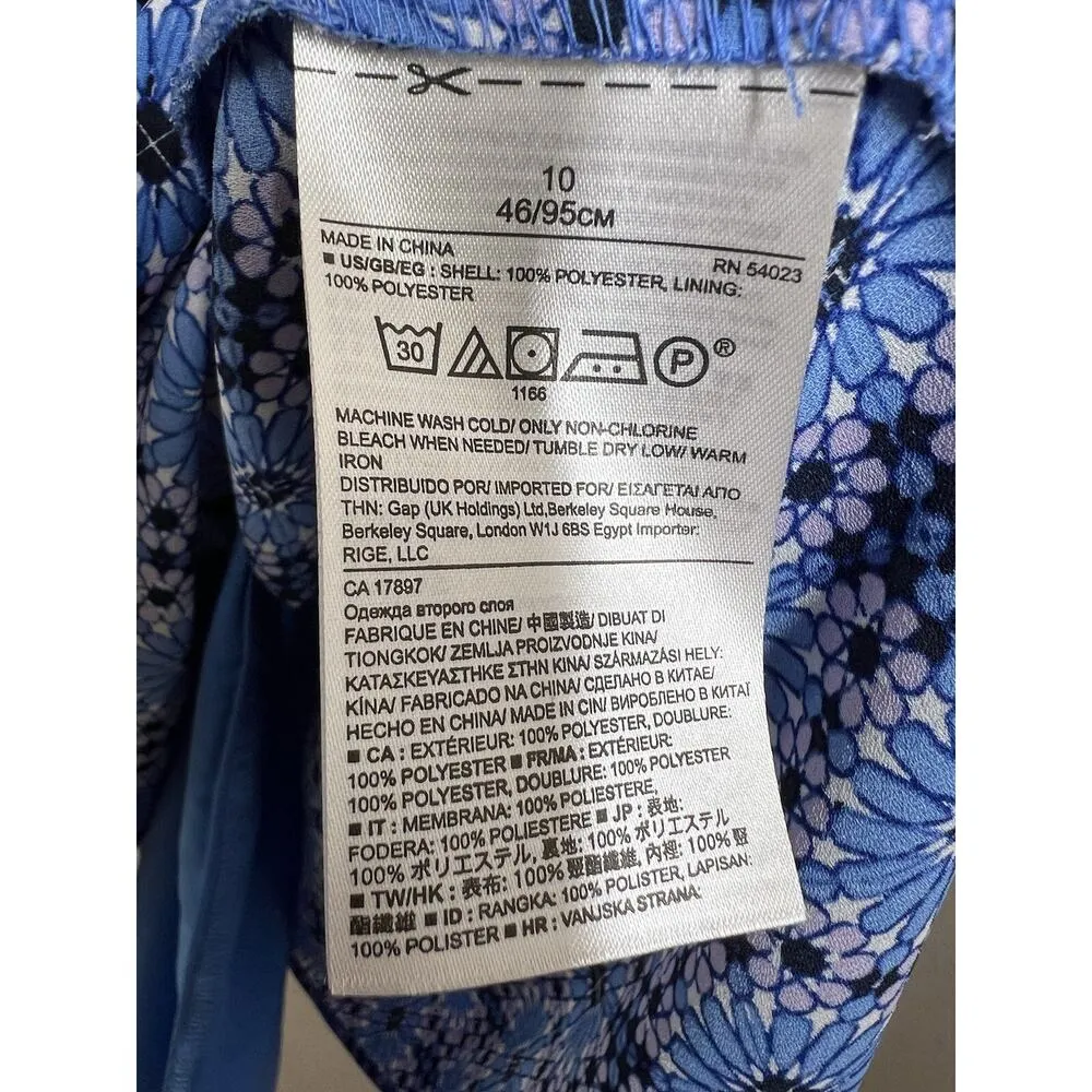 Banana Republic Tile Print Ruffle Dress Size 10 Blue Summer Lilac - Image 4