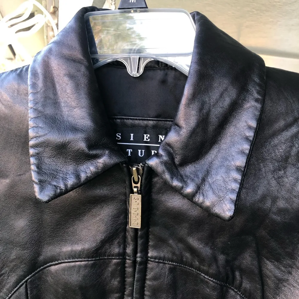 Siena Studio soft leather Black Zip Motorcycle Biker Jacket Small - Image 7