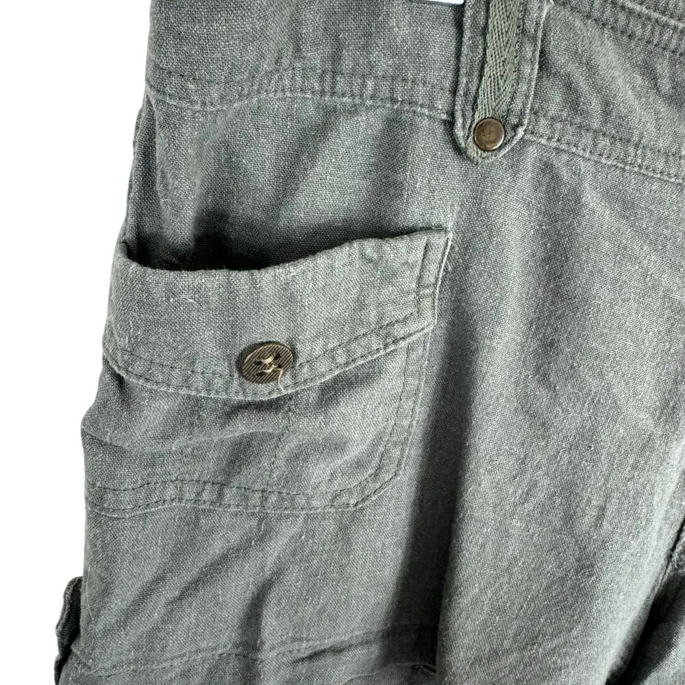 Ci Sono Sage Green Lightweight Woven Linen Rayon Shorts Pockets Casual Size L - Image 3