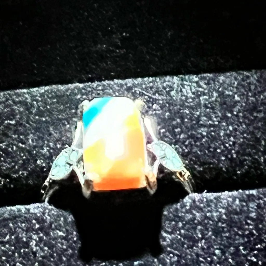 Elegant Silver Multicolor Stone Ring Orange - Image 6