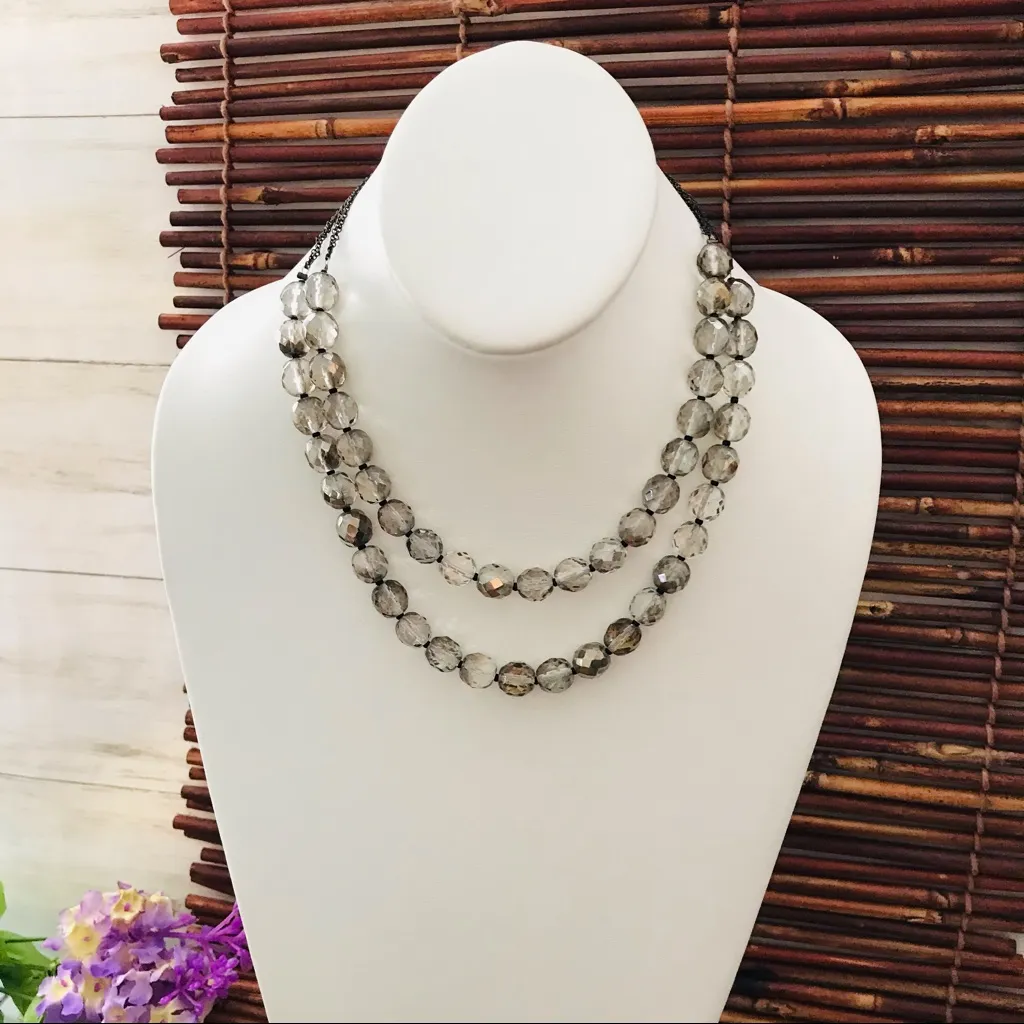White House Black Market Smoky Glass Bead Necklace - Image 3