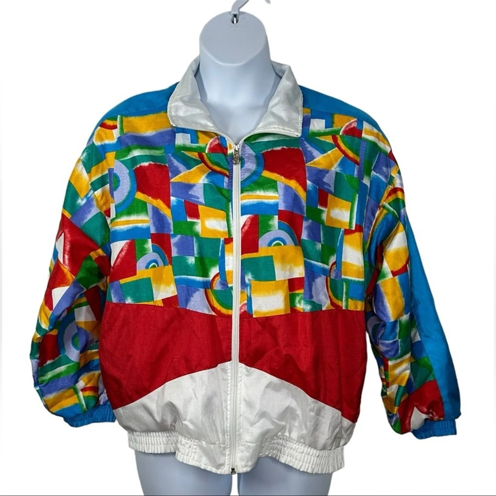 Vintage Lavon 80s–90s Abstract Windbreaker Track Jacket L - Image 2