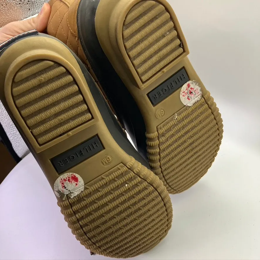 Tommy Hilfiger Womens 6M Duck Boots Rain Lace Up Side Zip Brown‎ Black Classic - Image 8