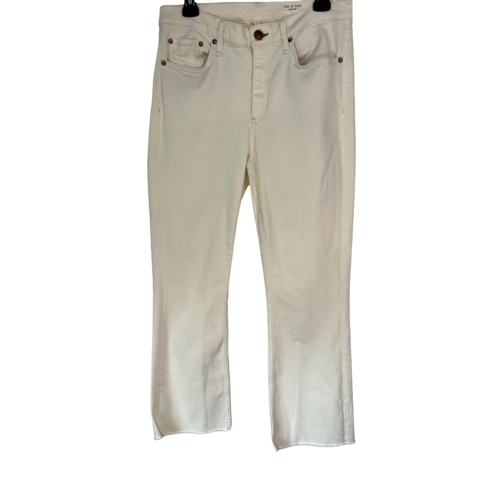 Rag & Bone Peyton Mid Rise Bootcut Jeans Ecru White Denim Sz 29 - Image 10