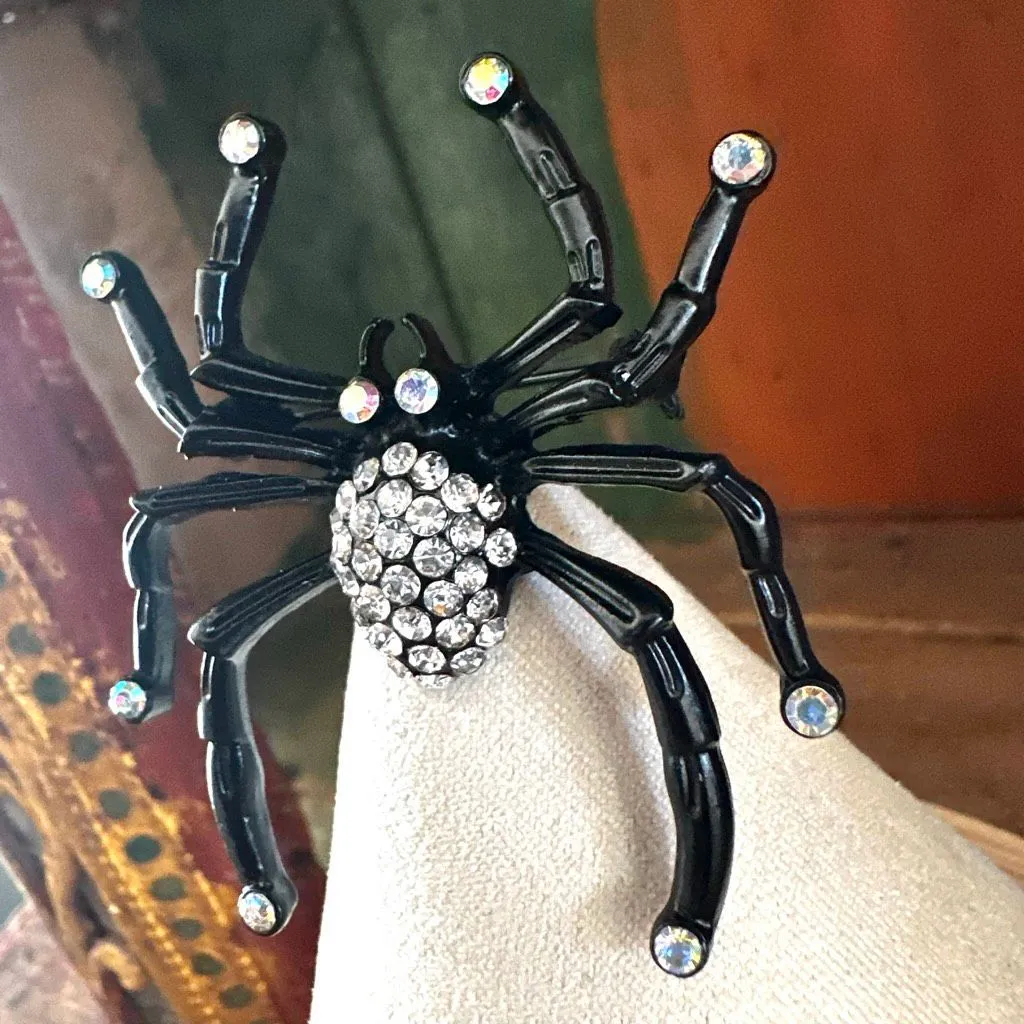 Black Rhinestone Spider Brooch - Image 2