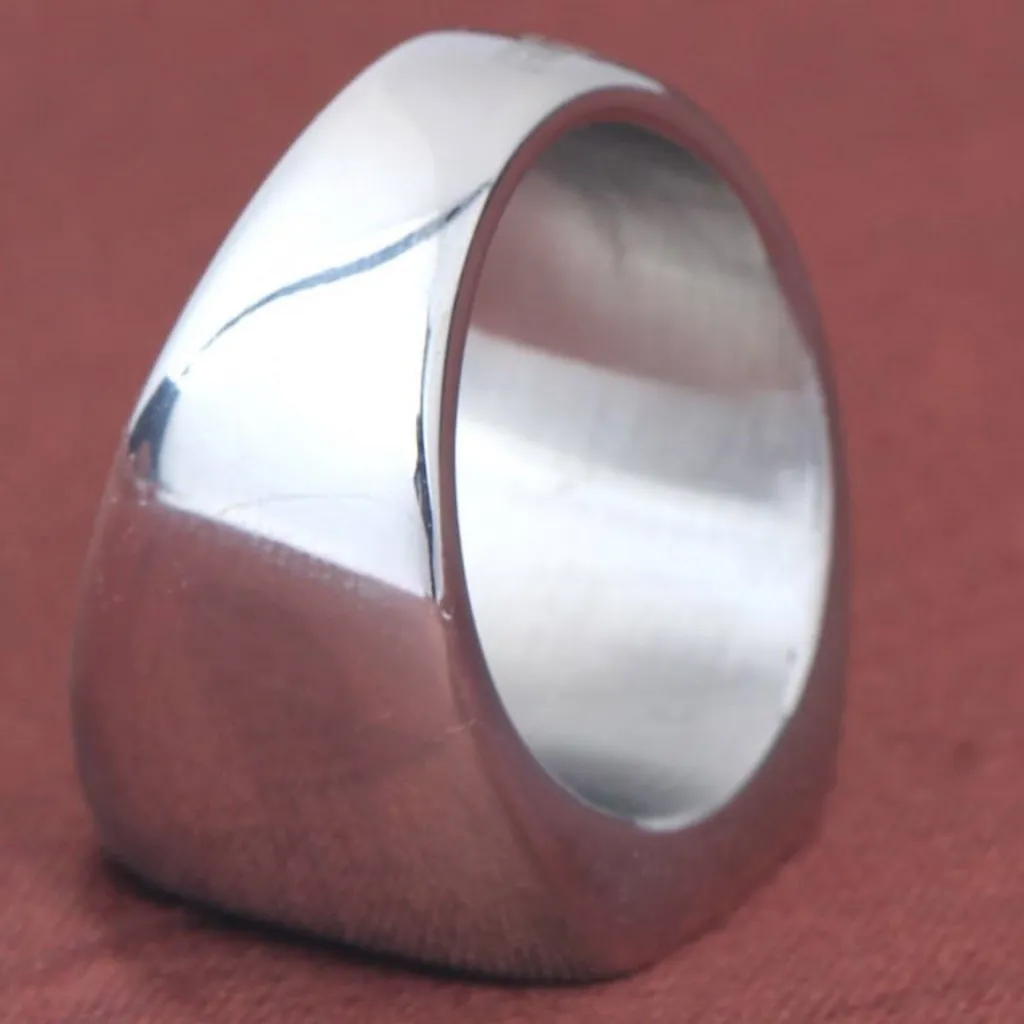 Signet Ring Polished Silver Tone Hypoallergenic Stainless Steel Sz 7 Unisex - Image 5