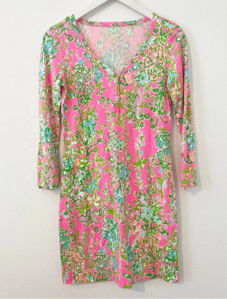 Lilly Pulitzer Palmetto Dress Short V-neck
Henley T-shirt Dress Pink Size XS - Image 2