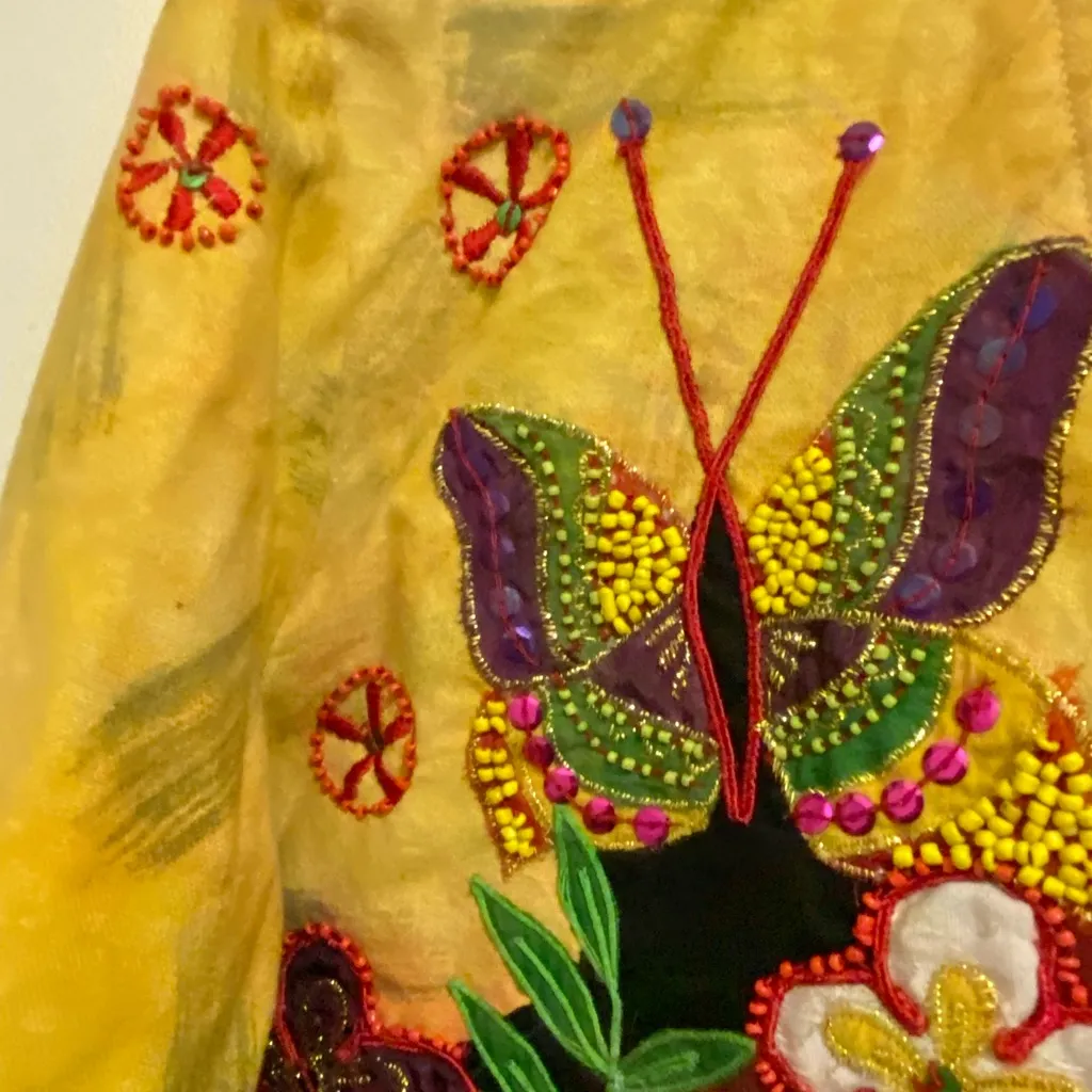 Minnie’s Closet Jacket Womens S Small Bust 34” Embroidered Butterfly Red Yellow - Image 4