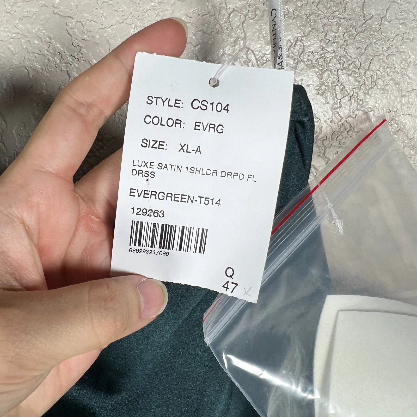 Cynthia & Sahar Gown XL One Shoulder Asymmetrical Dress Green Satin Formal - Image 9