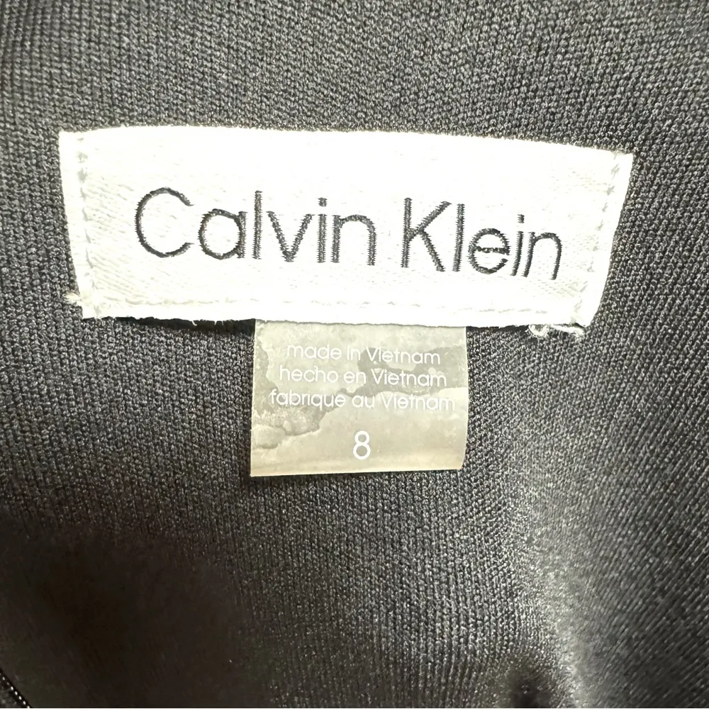 CALVIN KLEIN Black Silver Sequin V-Neck Sheath Mini Dress Sparkly Women's 8 Glam - Image 2