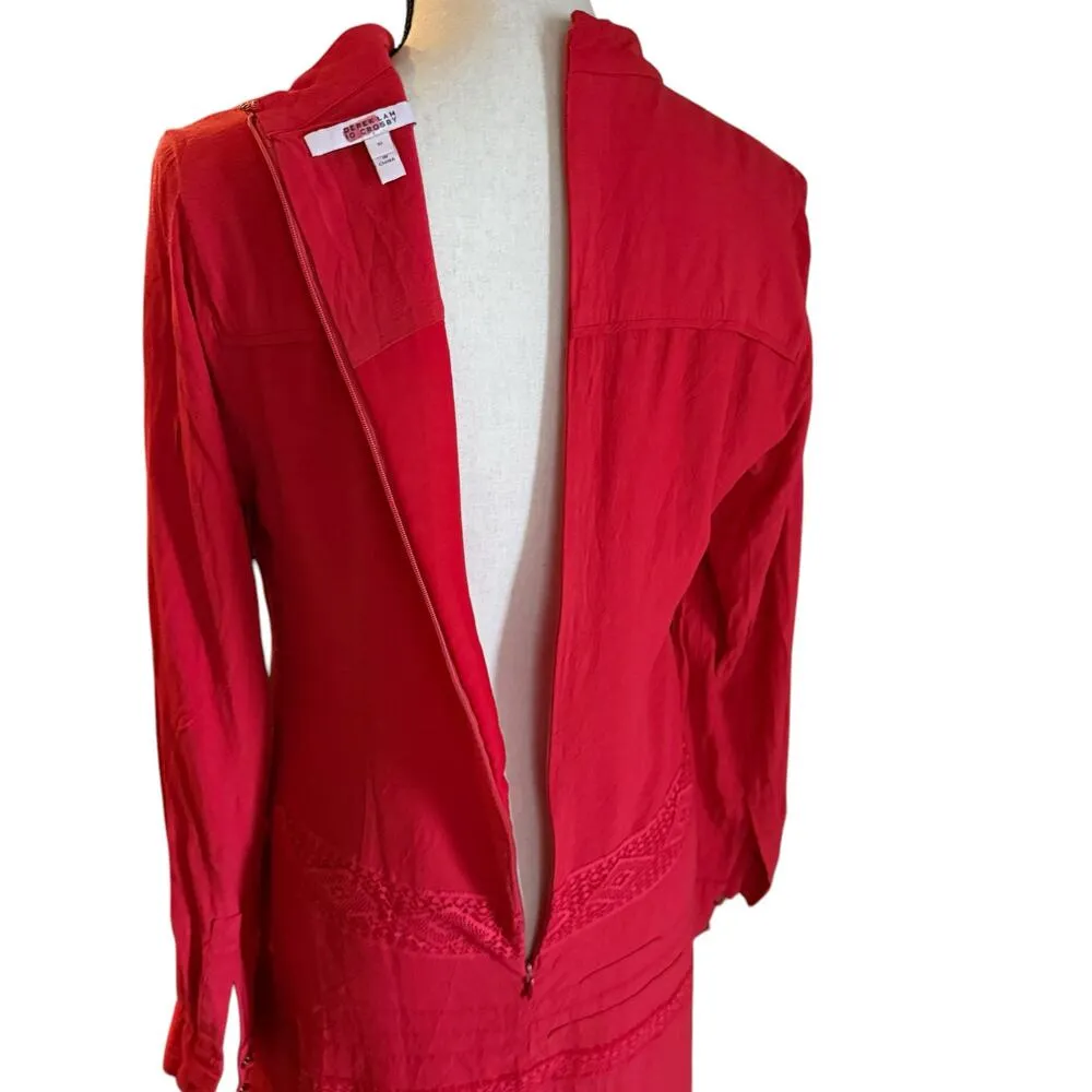 Derek lam 10 Crosby billowy tent dress lace crocheted lace detail size 10 red - Image 3