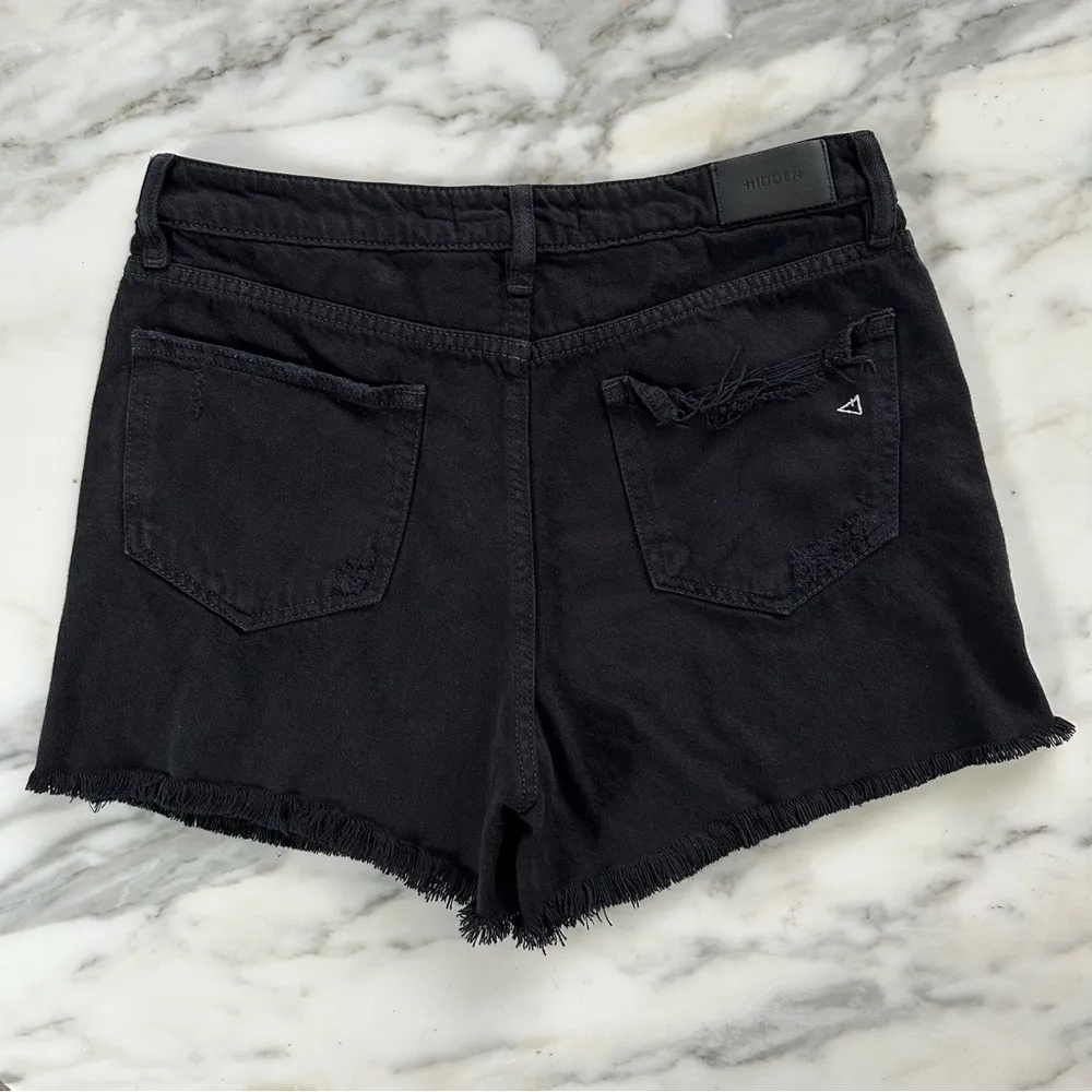 Hidden Jeans Pixie High Rise Distressed Denim Shorts • Sz M - Image 7